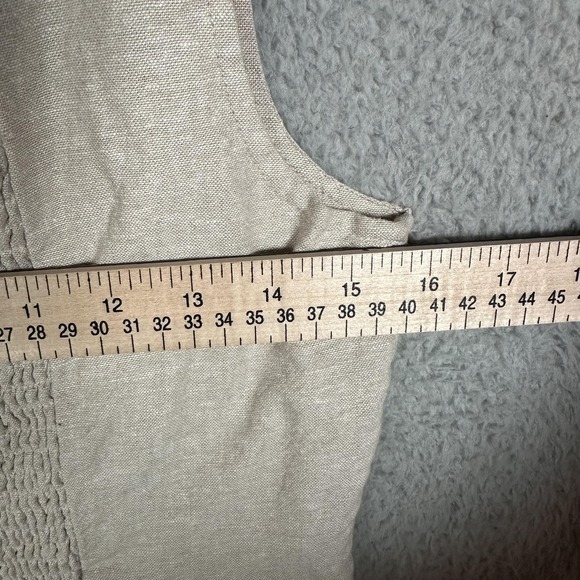 Old Navy Dress Womens Small Beige Linen Blend Sleeveless Smocked Square Neck - Picture 6 of 7